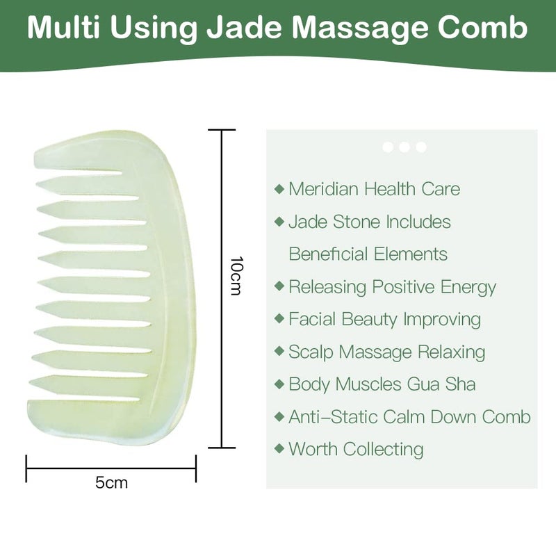 LEOSENSE Scalp Massage Comb, Scalp Massager for Hair Growth, Head Scratcher for Itchy Scalp, Natural Gua Sha Jade Stone for Stress Relief, Meridian Brush - Image 2